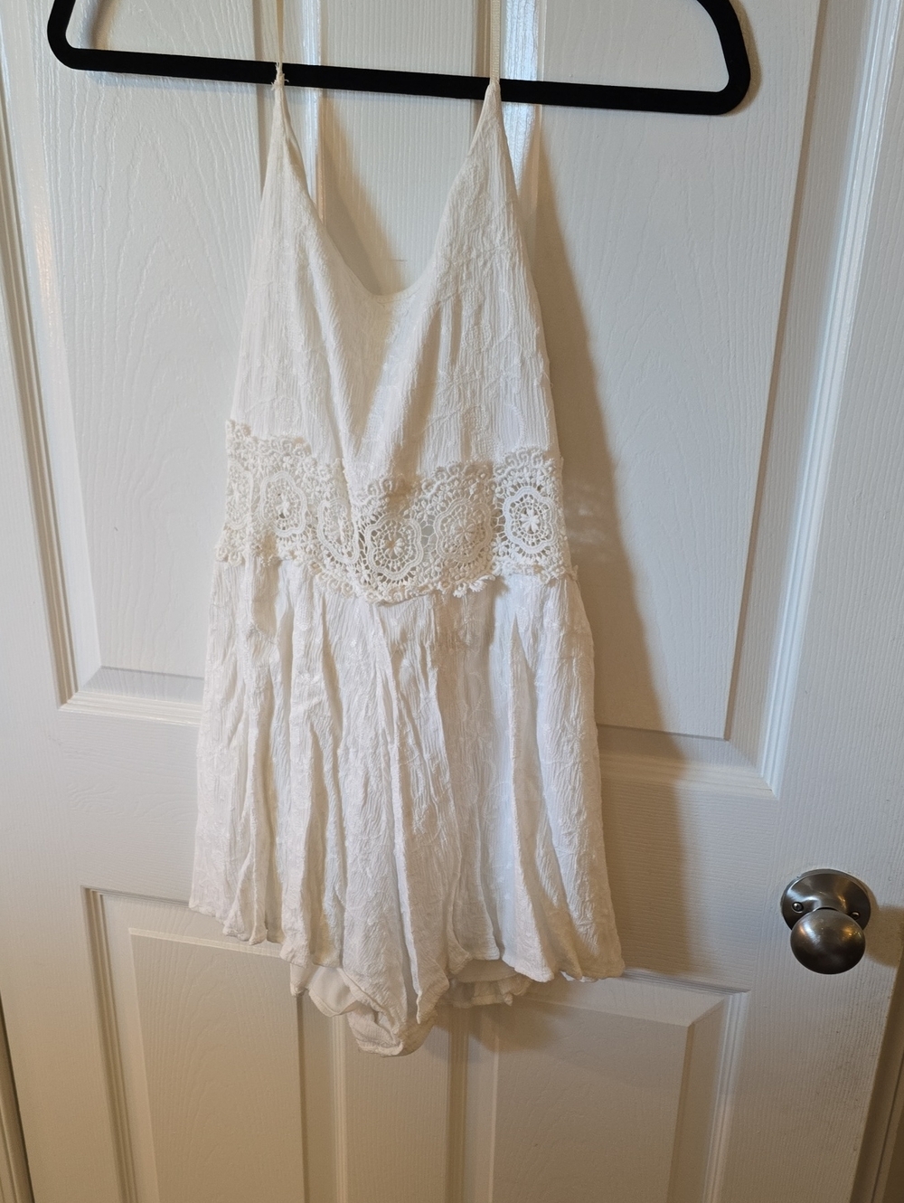 White Lace-Trim Romper